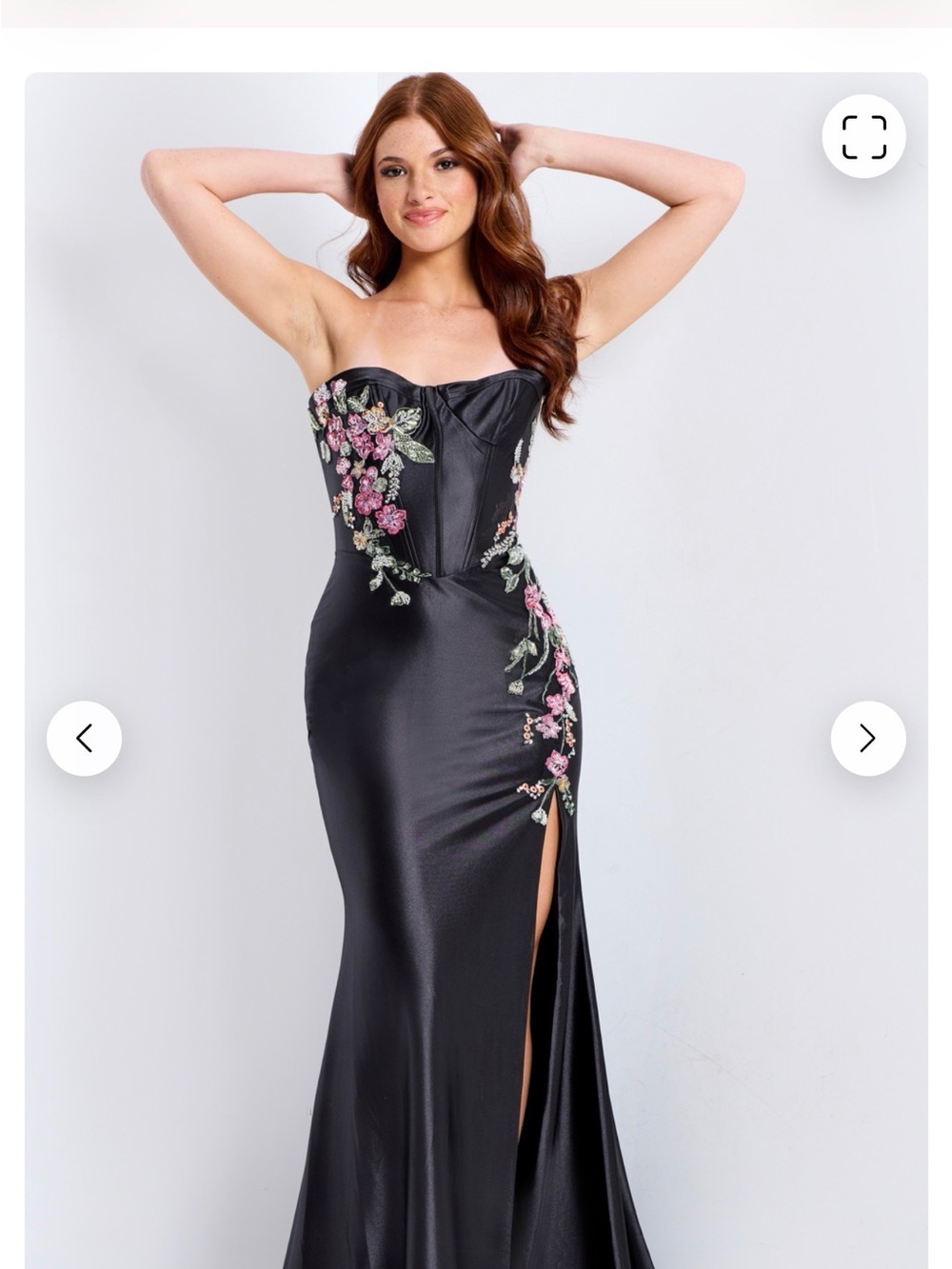 Jovani 48371 Black Floral Beaded Formal Gown Size 12 NWT – Retail $489